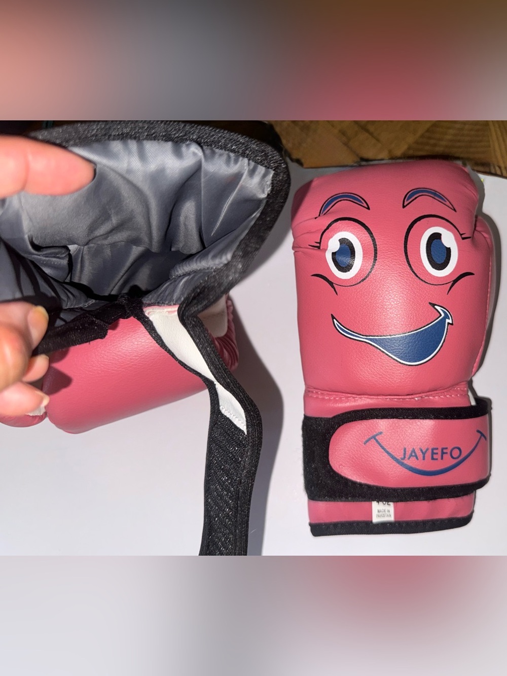 Kids’ Pink Boxing Gloves with Smile Face - 🥊